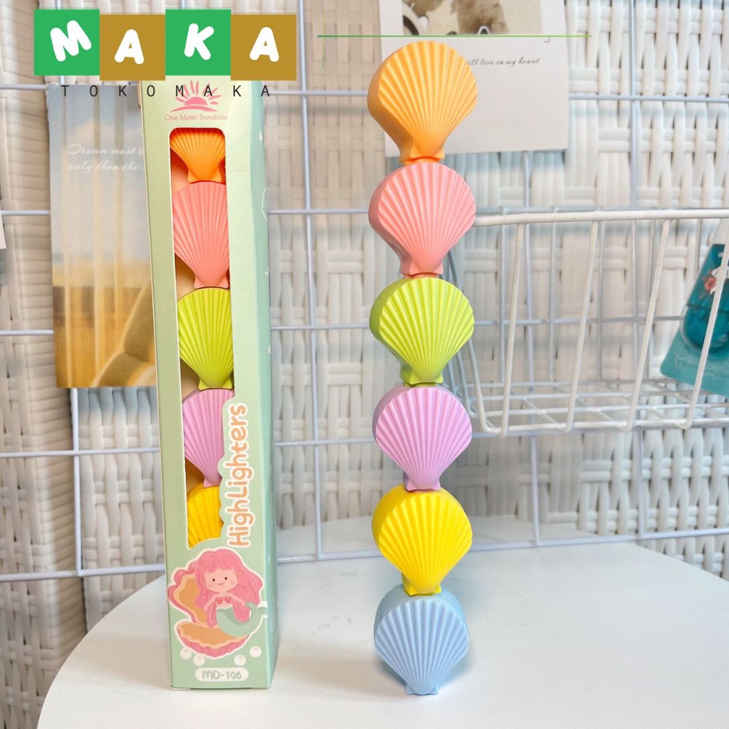 

stabilo bentuk kerang susun highlighter shell warna pastel penand abuku text marker text liner alat tulis kantor perlengkapan sekolah unik import