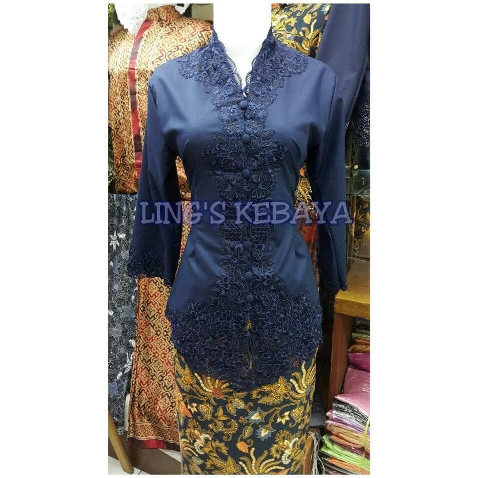 Cuci Gudang Kebaya Encim Modern Spesial Blue Navy / Biru Dongker Tangan 7/8