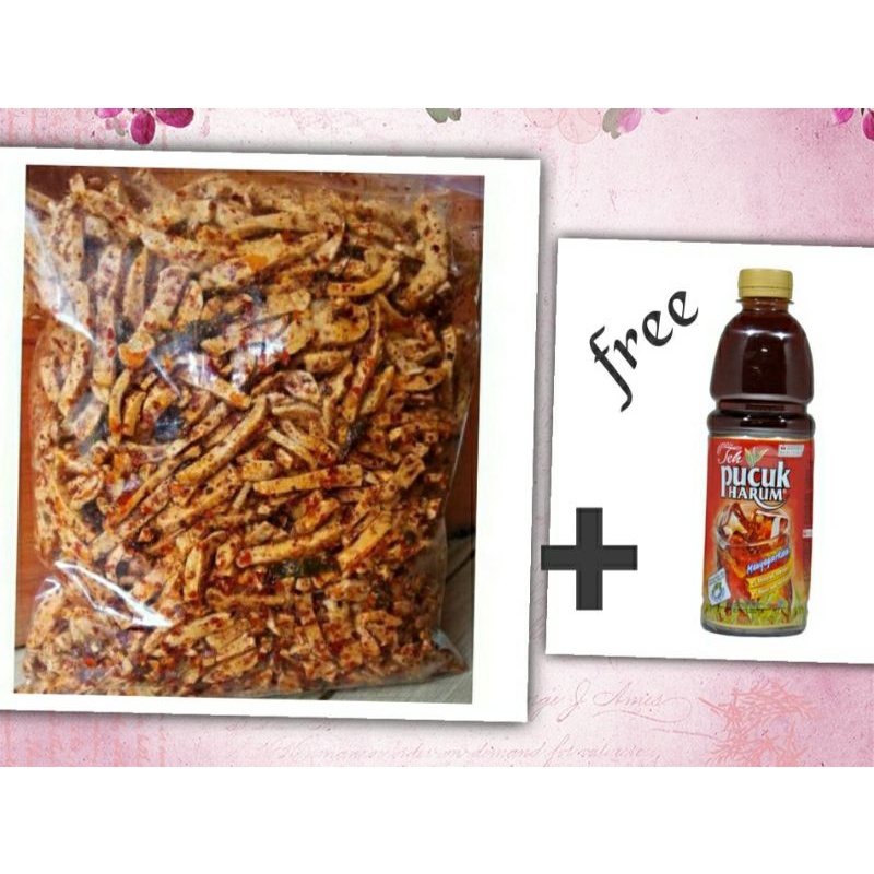 

Basreng kriuk extra daun jeruk/500g/gratis teh pucuk harum