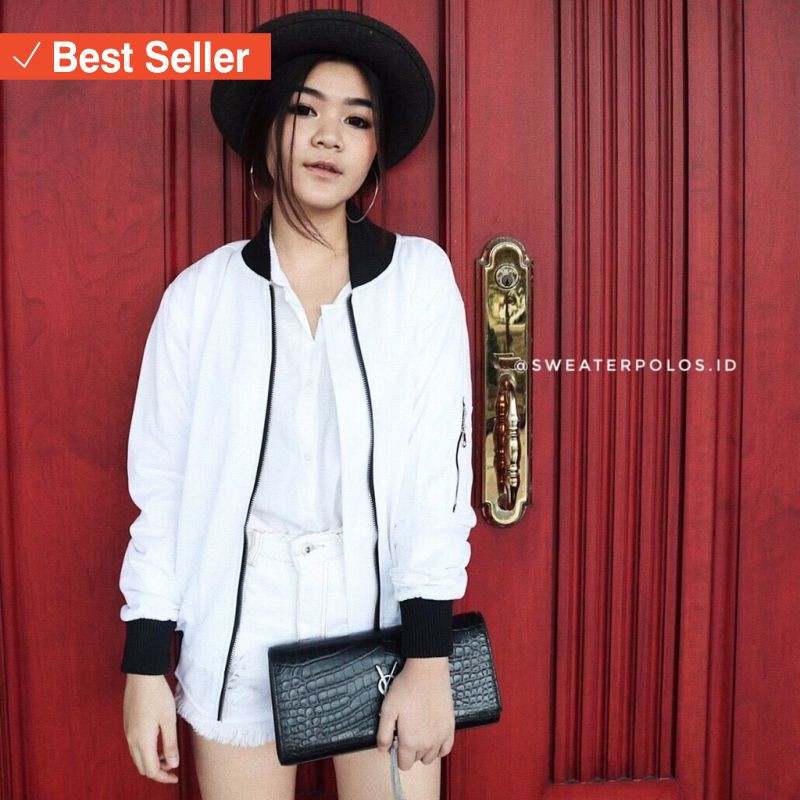 BOMBER PRIA WANITA STYLE MODERN HITS / Sweaterpolos JAKET BOMBER LOTTO PUTIH WANITA M - XXL POLOS