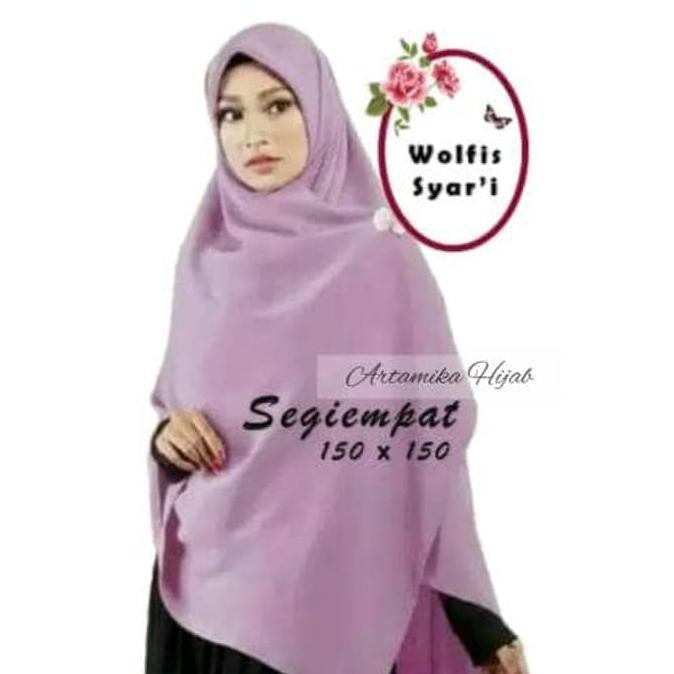Hanya Di Shopee Jilbab Segiempat Wolfis 150X150 Syari Khimar Hijab Segi Empat Jumbo