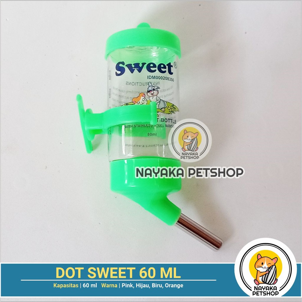 Sweet 60 ml Dot Minum Hamster Botol Air Tupai Tempat Minum Bajing Tikus Sugar Glider