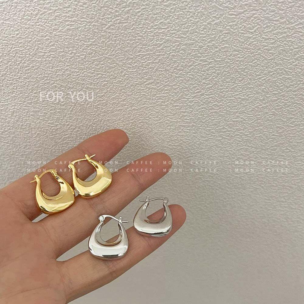 Mxbeauty Anting Hoop Sederhana Charms Fashion Wanita Perhiasan Telinga Emas/Perak Lady Drop Earrings