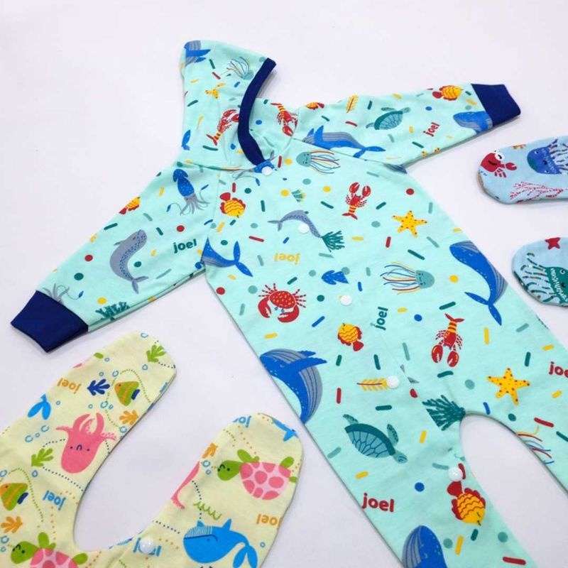 SNI Sleepsuit bayi lengan panjang kaki tutup + kupluk Joel baju bayi sleepsuit footed coverall kaos baju tidur bayi newborn piyama bayi baru lahir jumper jumsuit jumpsuit