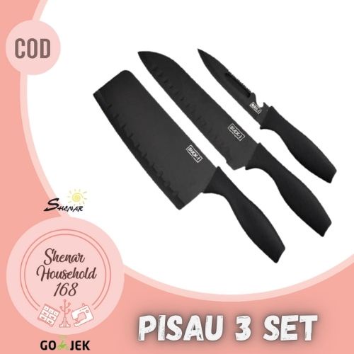 SHENAR , PISAU DAPUR 3 SET SERBAGUNA MULTIFUNGSI SET PISAU DAPUR ALAT PEMOTONG DAGING SAYURAN BUAH PENGUPAS KITCHEN KNIFE SET PISAU KERAMIK HIGH QUALITY- BISA COD