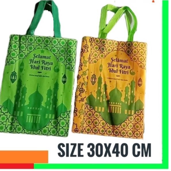 

❅ Tas bingkisan Lebaran warna hijau ukuran 30x40 cm (SBM-002) - Hijau ✤