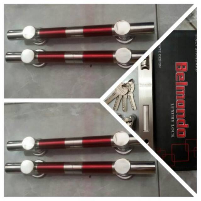 Handle pintu stainless 33cm 2set+kunci berkualitas