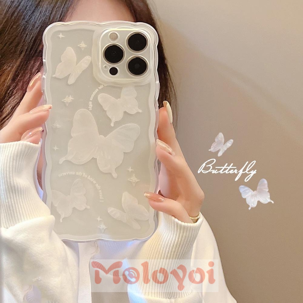 Soft Case Transparan Motif Bunga Kupu-Kupu Untuk iPhone 11 12 13 Pro Max XR 7Plus 8Plus X XS Max 7 8 SE 2020 6 6S Plus Butterfly