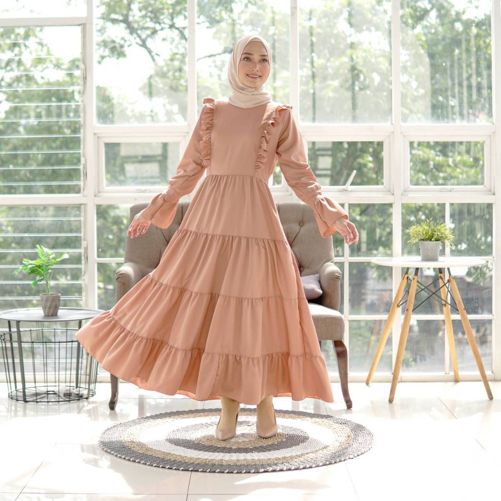 Jual Yunisa Dress Casual Dress Dress Ruffle Fashion Muslim Gamis
