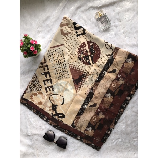 Segiempat Voal Motif Premium, Hijab Voal Motif, Hijab Coffe, Man Ana, Hijab Choco