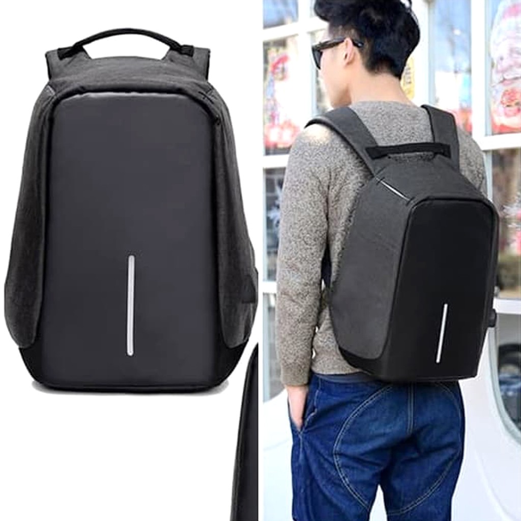 Tas Ransel Pria Anti Maling Kanvas Premium USB Port Import 1081/ 1000