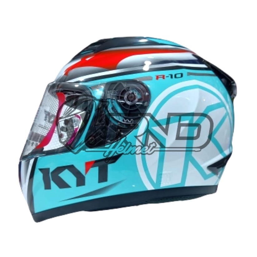 Helm KYT R10 Aquamarine Flat Visor Clear SNI DOT
