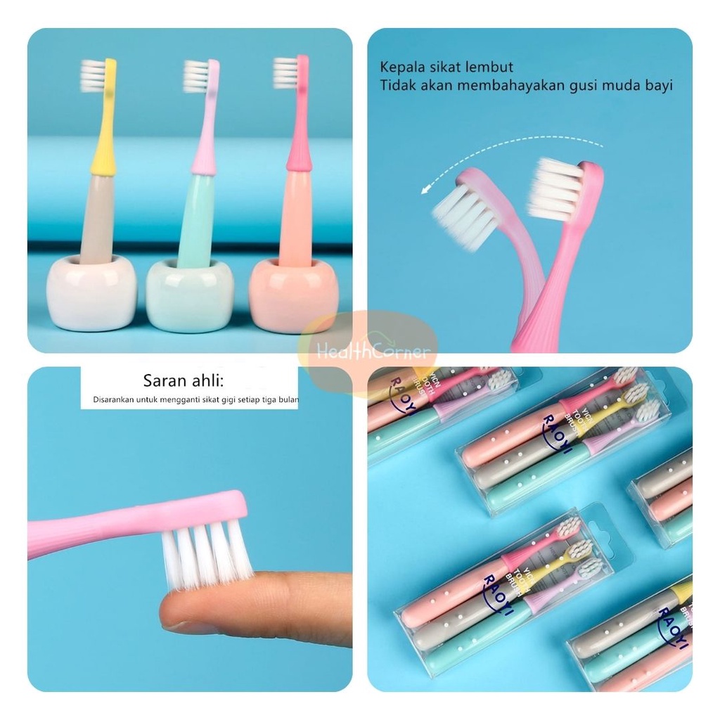 Sikat Gigi Anak Halus dan Lembut / Sikat Gigi Warna 1 set isi 3pcs 2-6 tahun / Baby Kids Toothbrush