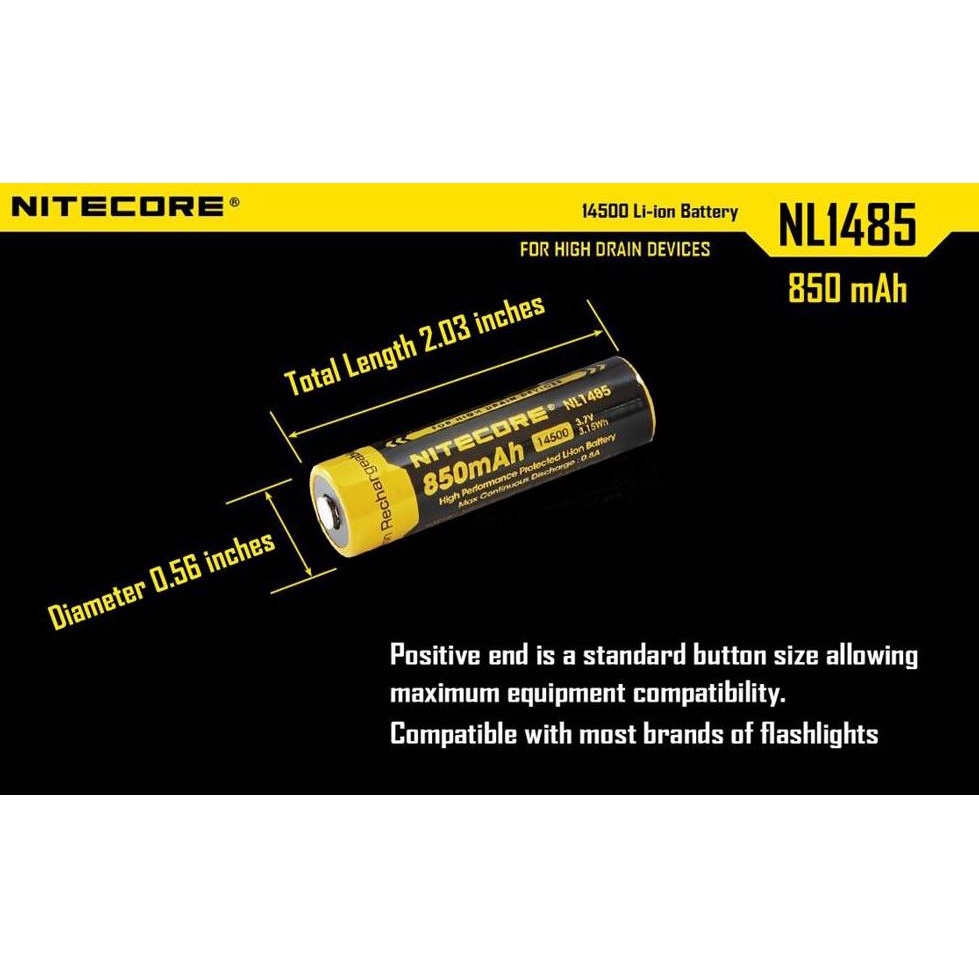 TERLARIS NITECORE Baterai  NI26650A 4200mAh 40A 3.7V, Batre type 18650 Micro USB Rechargeable Li-ion Battery 3500mAh - 3400mAh 3.7V, 2300mAh -  BATERAI TYPE 14500 Baterai Li-ion 850mAh 3.7V