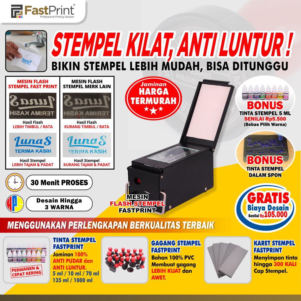 Pembuatan Stempel Flash Kilat Murah FREE Desain Bulat