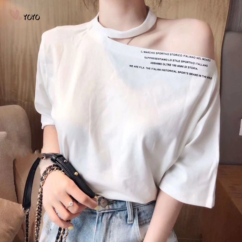  Kaos  T shirt Casual  Wanita  Dengan Model  Off shoulder 