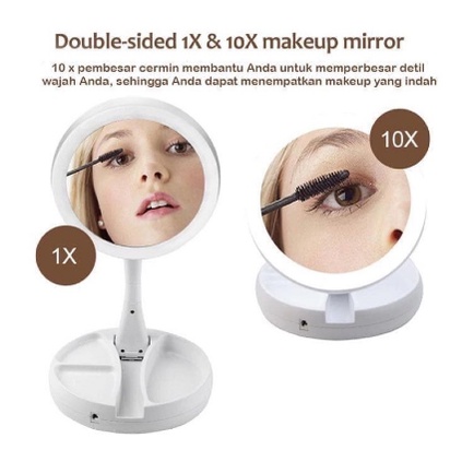 My fold way makeup make up mirror ring light cermin rias lampu LED