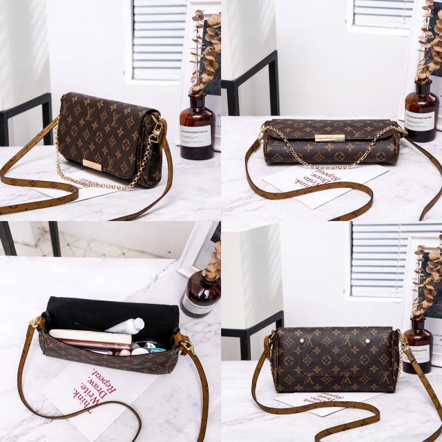 .....Lv Louis Vuitton Favorite Chain And Leather Strap Crossbody Bag.....