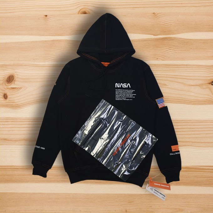 Best Seller JAKET SWEATER HOODIE NASA X HERON PRESTON FW 90 BLACK AUTHENTIC ORIGINAL Terbatas