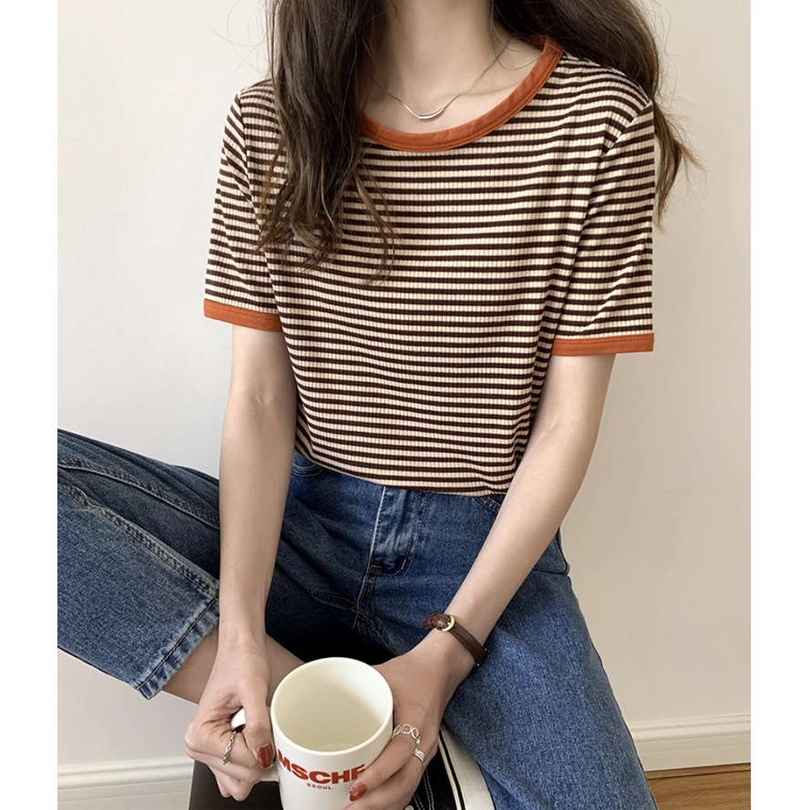 GirlWish Fashion Korean Oversize Loose Round Neck Woman T-Shirt Atasan Kaos Oversize Wanita 6106