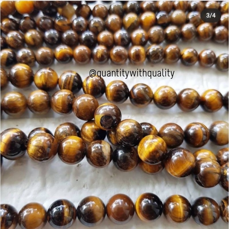 TIGER EYE COKLAT BULAT UKURAN 4mm - 16 mm Batu Alam Asli