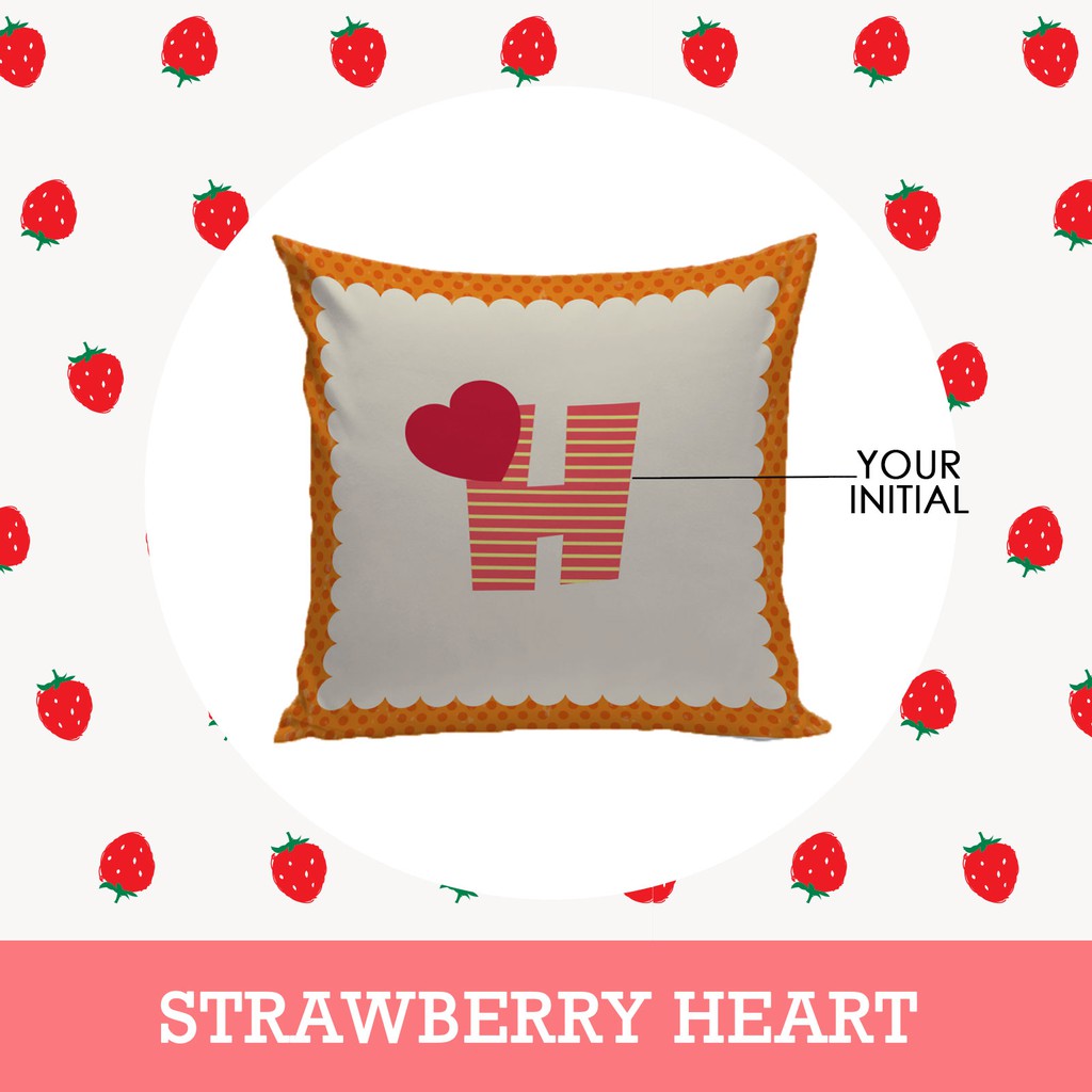 

Bantal Custom Text Name And Initial - Strawberry Heart