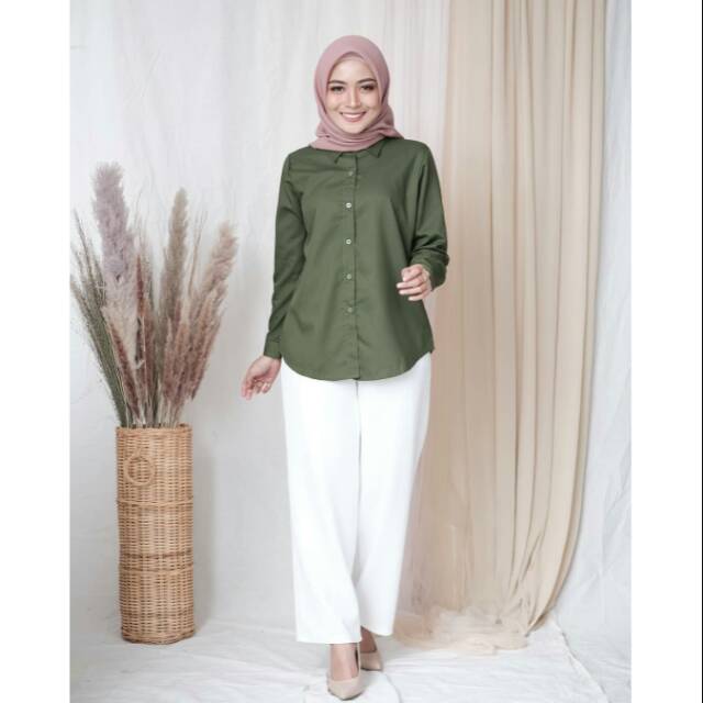 KEMEJA BASIC ARMY / KEMEJA WANITA / BLOUSE