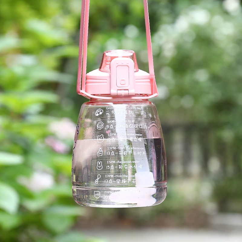 [littlecrab] Botol Minum 1.3L Viral Korea FREE STICKERS Botol Minum Ombre Gradasi Gendut Unik Botol Minum Kekinian Doff 1300ML Free Stickers-Transparan Pink
