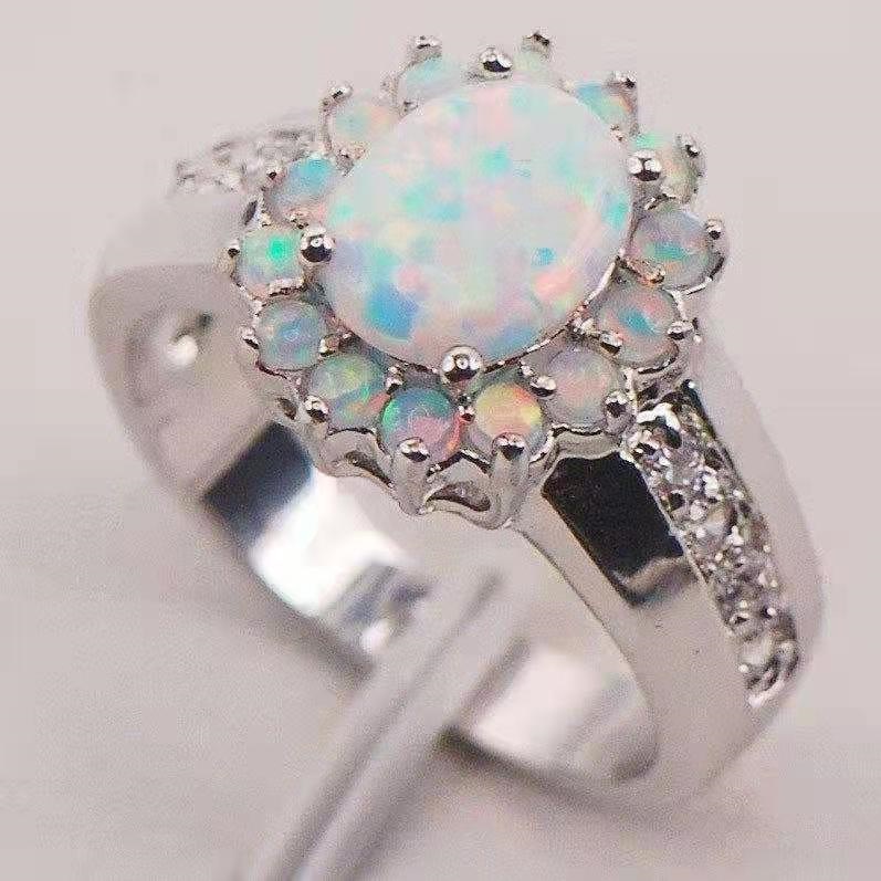 New Fashion Flower Opal Sun Flower Diamond Ring