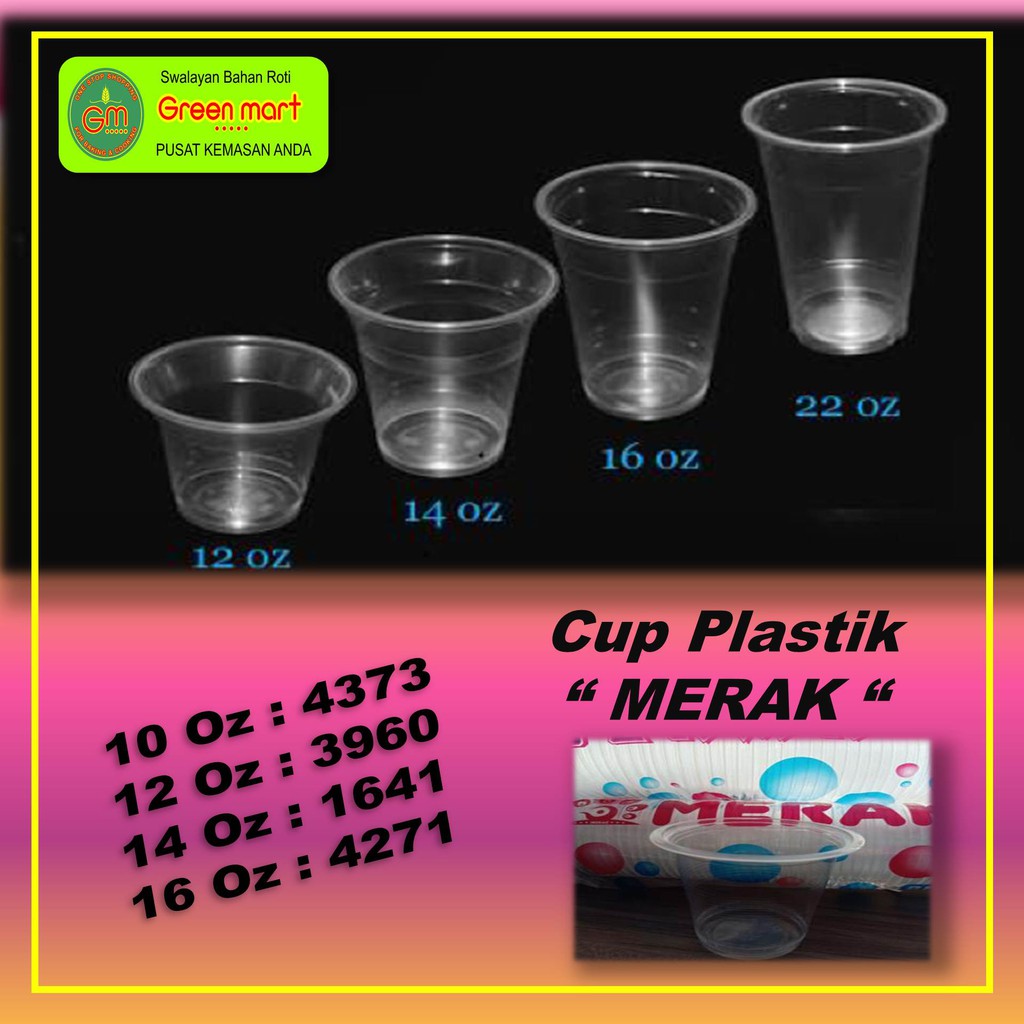 PROMO Cup Plastik Merk Merak Tanpa Tutup Ukuran 16 OZ Isi 50 Cup Murah Terlaris. 4271