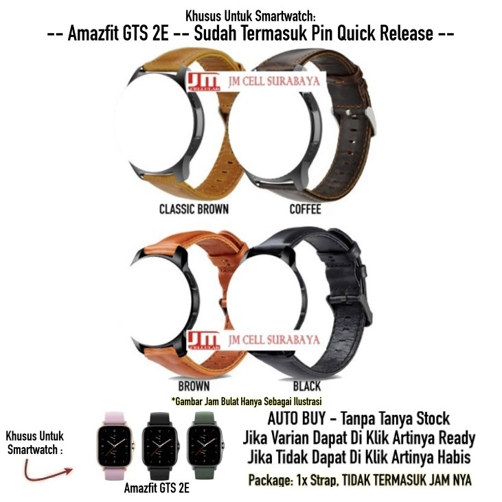 Tali Jam Tangan Strap Amazfit GTS 2E - Genuine Leather Kulit Asli