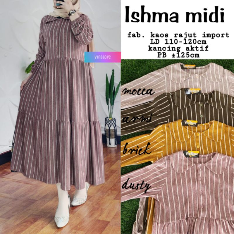 Ishma Midi Vinstore Kaos Rajut Import Ld 110-120cm Kancing Aktif Pb ±125cm