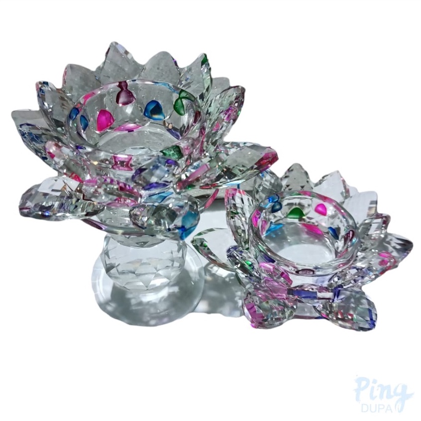 Tempat Lilin Blossom Lotus Teratai Mekar Tealight Kristal Kaca Cantik Elegan Berhadiah Lilin Kualitas Import