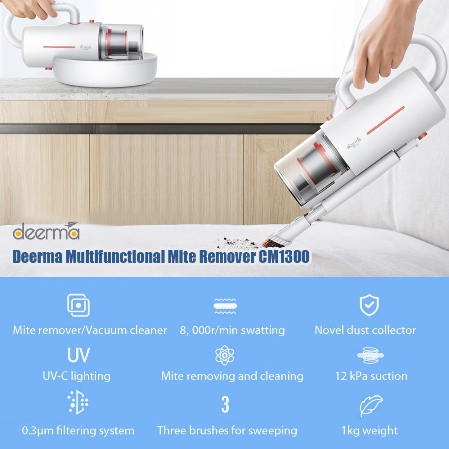 Deerma CM1300 UV Dust Mite Vacuum Cleaner / Vacuum Tungau - Resmi