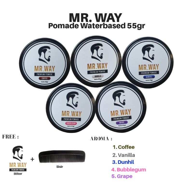 PREMIUM POMADE MR. WAY FREE SISIR STIKER WATERBASED WET LOOK 55GR
