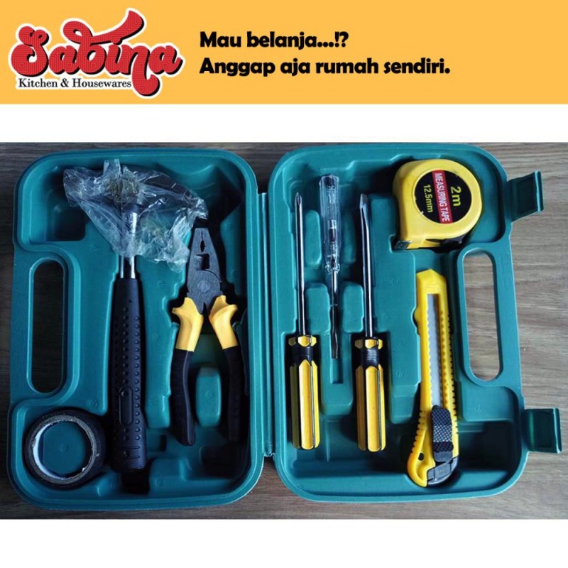 Alat Set Reparasi Perkakas Palu Tang Obeng 8 in 1 Tool Box Kit OnnFang