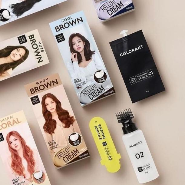 ☞ [READY JKT] Mise en Scene Hello Cream Hair Dye BLACKPINK Cool Ash Mute Brown Hello Bubble Ash Taup