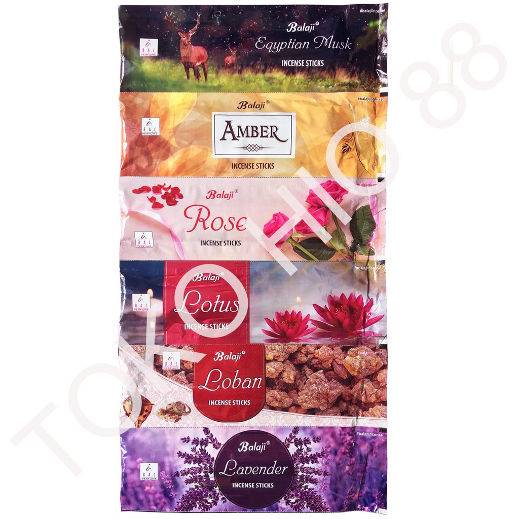 Hio Harum Dupa Wangi India Aromaterapi Merk Balaji 1 Renceng Mix 6 in 1 Incense Sticks Aromateraphy