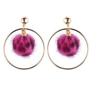 Anting Korea Stud Bulat Pompom Import