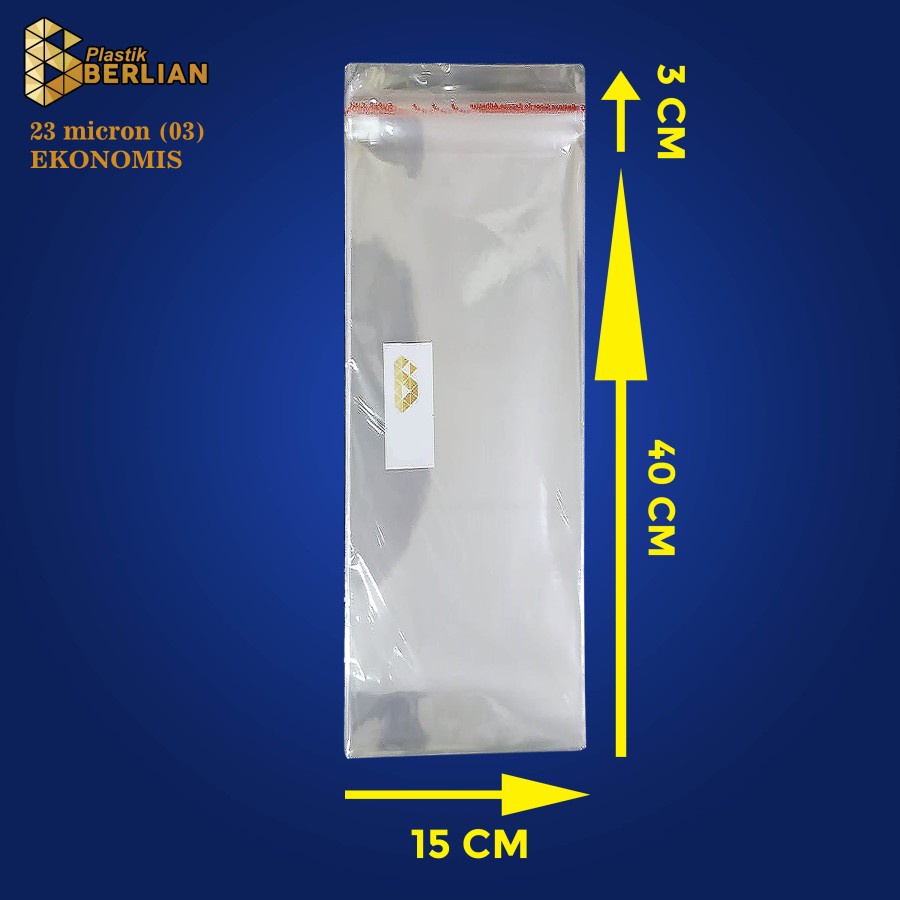 

15 x 40 cm Plastik OPP EKONOMIS 23micron (100 lbr) (lem/seal)