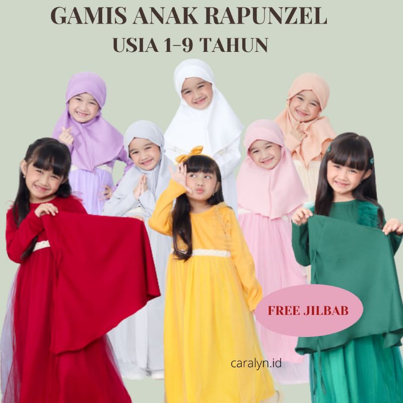 SUPER SALE GAMIS ANAK TERBARU 2023 1-9 TAHUN BAJU MUSLIM ANAK PEREMPUAN SETELAN MUSLIM ANAK PEREMPUAN SUPER PREMIUM DRESS POLOS RENDA RAPUNZEL