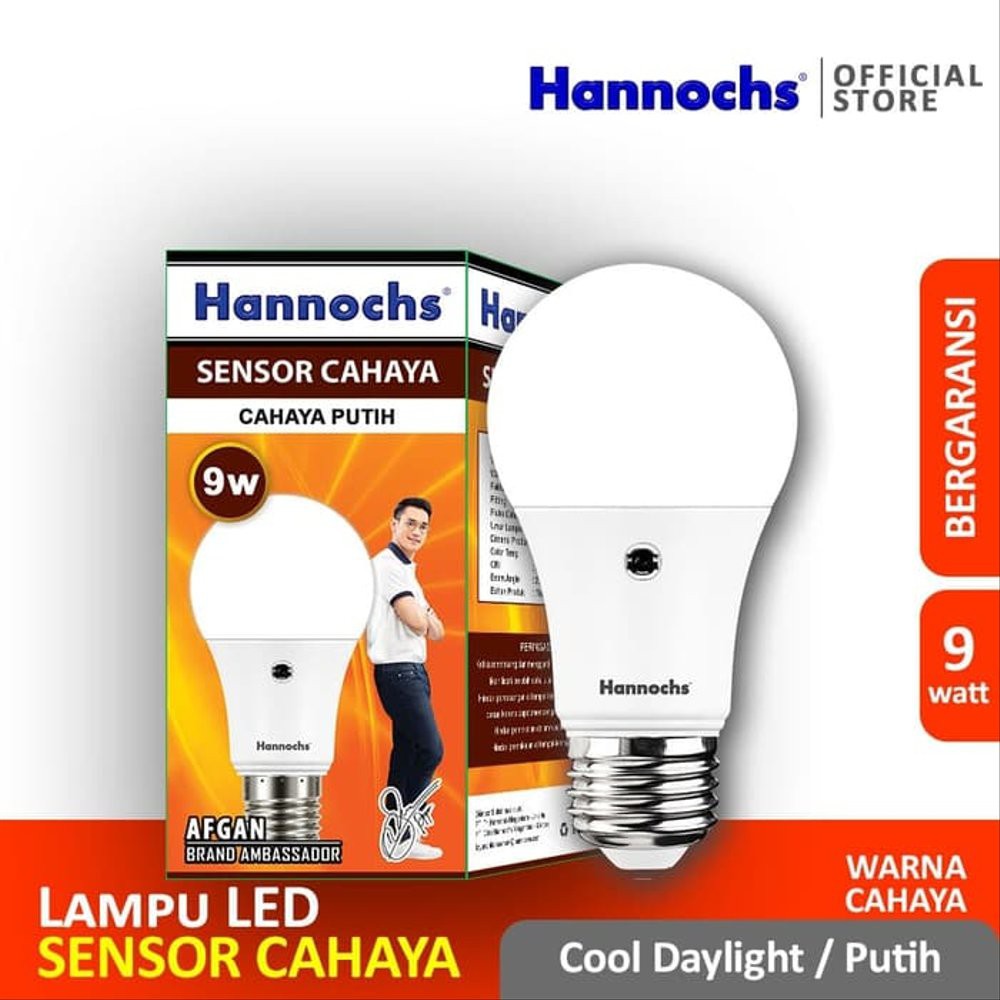 Light Sensor LED Bulb 9W / Hannochs Lampu Sensor Cahaya 9W