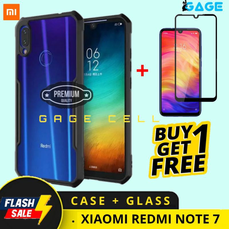 FREE TEMPERED GLASS FULL LAYAR XIAOMI REDMI NOTE 7 SOFTCASE ARMOR TRANSPARAN REDMI NOT 7 BACK COVER