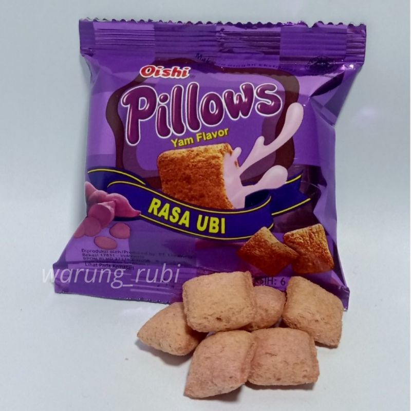 Oishi Pillows isi Ubi Unggu 6 gram, Harga 1pcs. Snack Cemilan Jajanan Jadul Makanan ringan satuan Ec