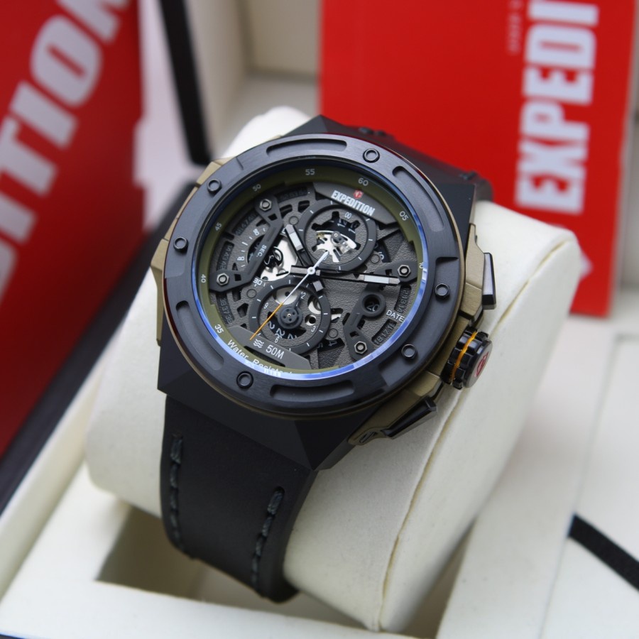 JAM TANGAN PRIA EXPEDITION 6818 / E6818 / E 6818 LEATHER ORIGINAL GARANSI RESMI 1 TAHUN