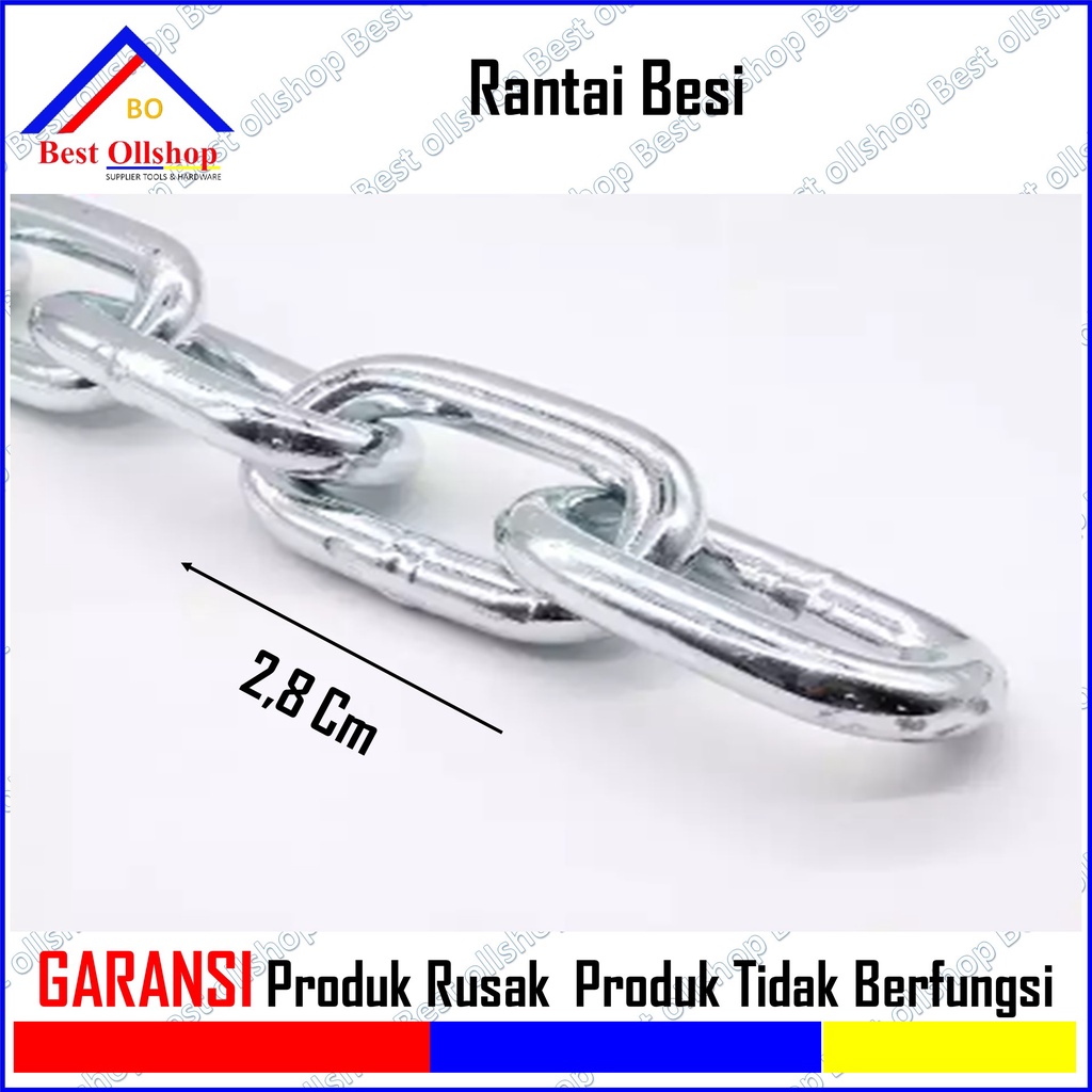 Rantai Besi Kapal 1/8 3 MM / Ranti Kapal Kecil / Harga Rantai Kapal Besi Meteran / Rantai Besi Galvanis 3 mm / Rante Besi 3 mm Eceran per 1 Meter