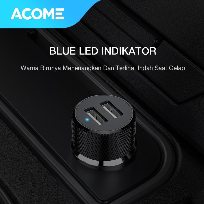 Acome Car Charger 2 Port Fast Charging 3.4A Garansi Resmi 1 tahun ACC03