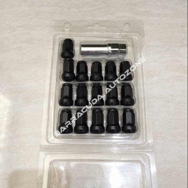 Lugnut lug nut Mur baut roda velg ban mobil ukuran 1,5 hitam