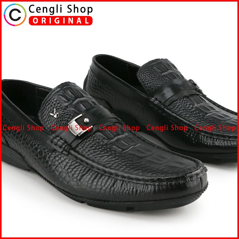 SEPATU KULIT PLAYBOY PRIA ORIGINAL TERBARU PANSUS LOAFER CASUAL FORMAL COKLAT PLG3