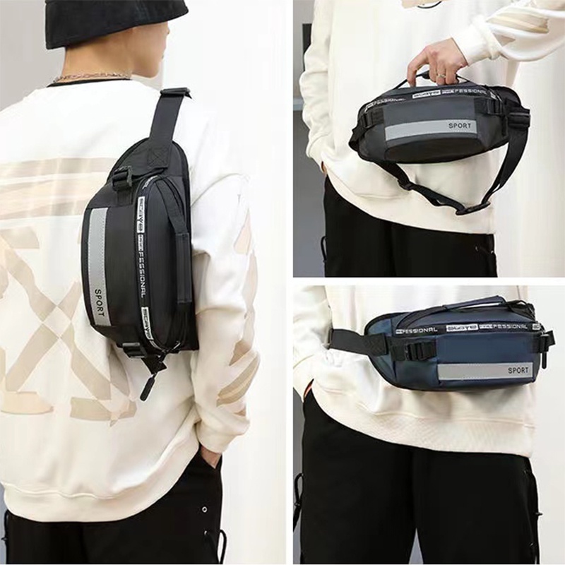 COD Haoshuai Tas Pinggang Pria Import Tas Selempang Pria Waterproof Casual  Waistbag Original Fashion Cowo